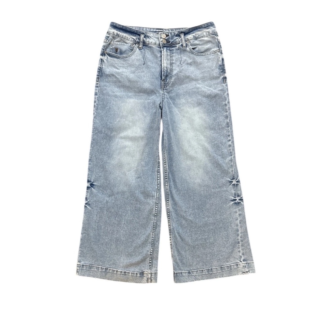 Frye Carly Women’s High Rise Wide Leg Cropped Light Wash Jeans Size 28